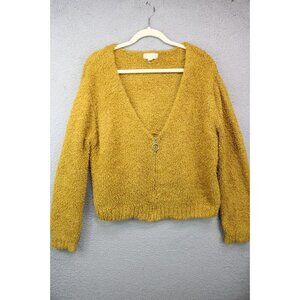 Altar'd State V-Neck Oversized Long Sleeve Sweater-Size Large-Zip Front